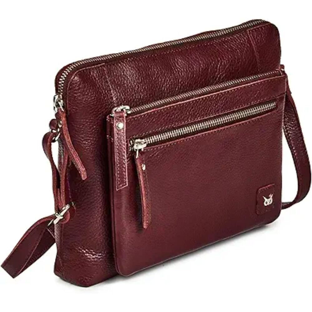 Women Burgundy Imported Leather Polyester Soft Pebbled Crossbody Shoulder Bag